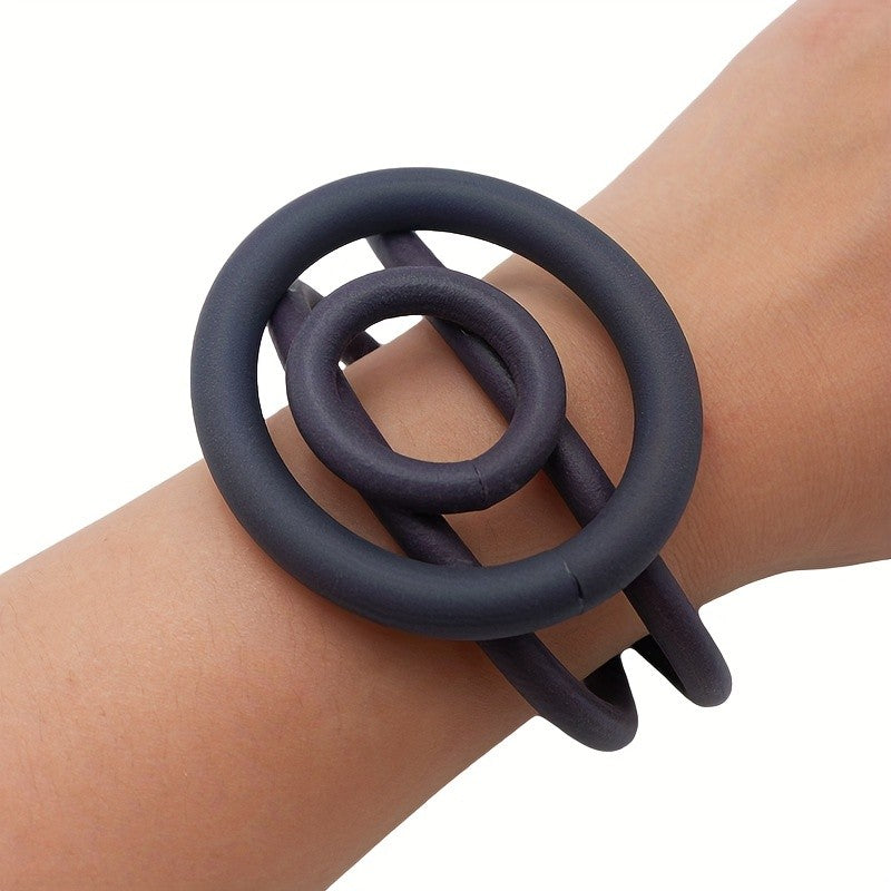 Black Geometric Coil Bracelet