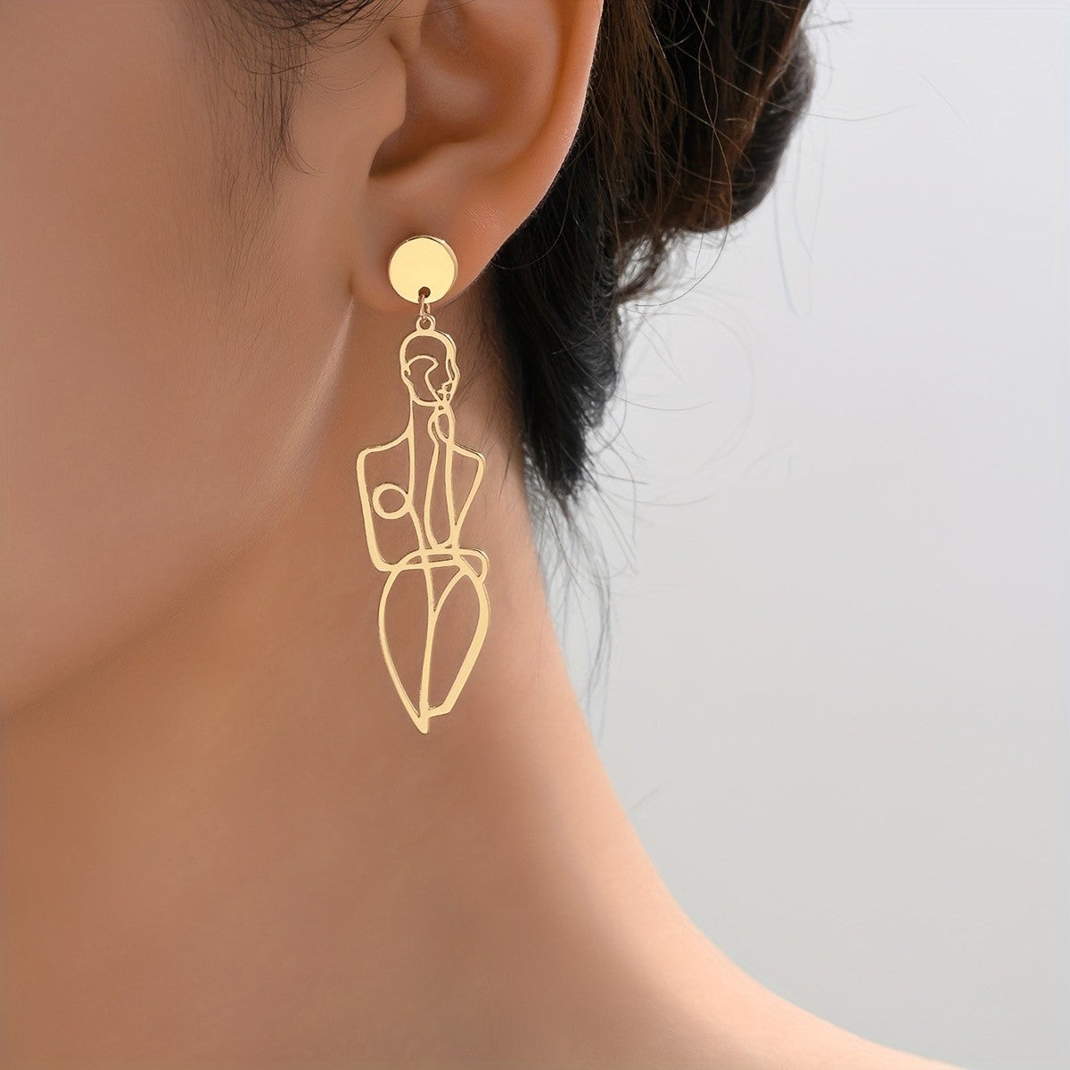 Abstract Figure Line Art Drop Earrings