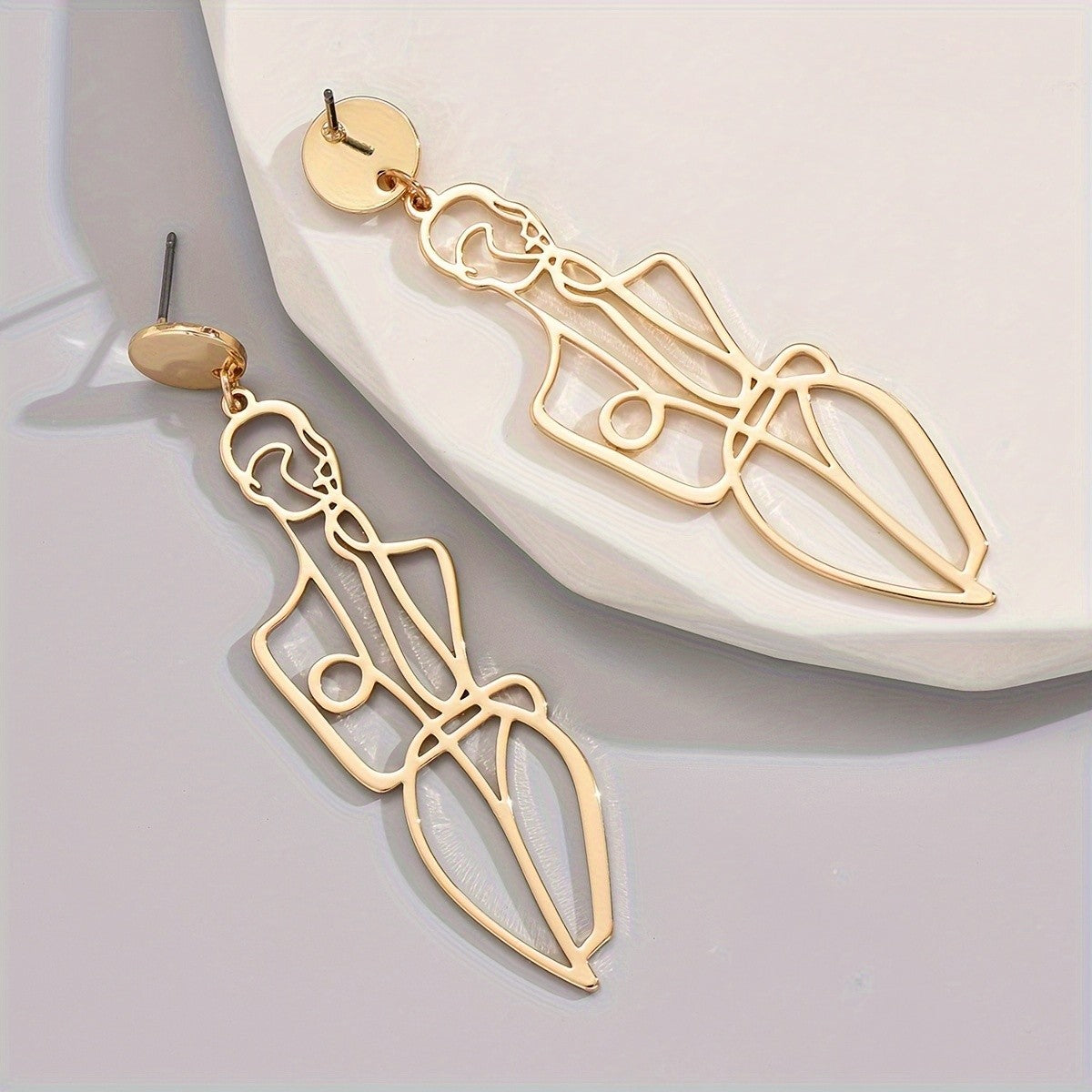 Abstract Figure Line Art Drop Earrings