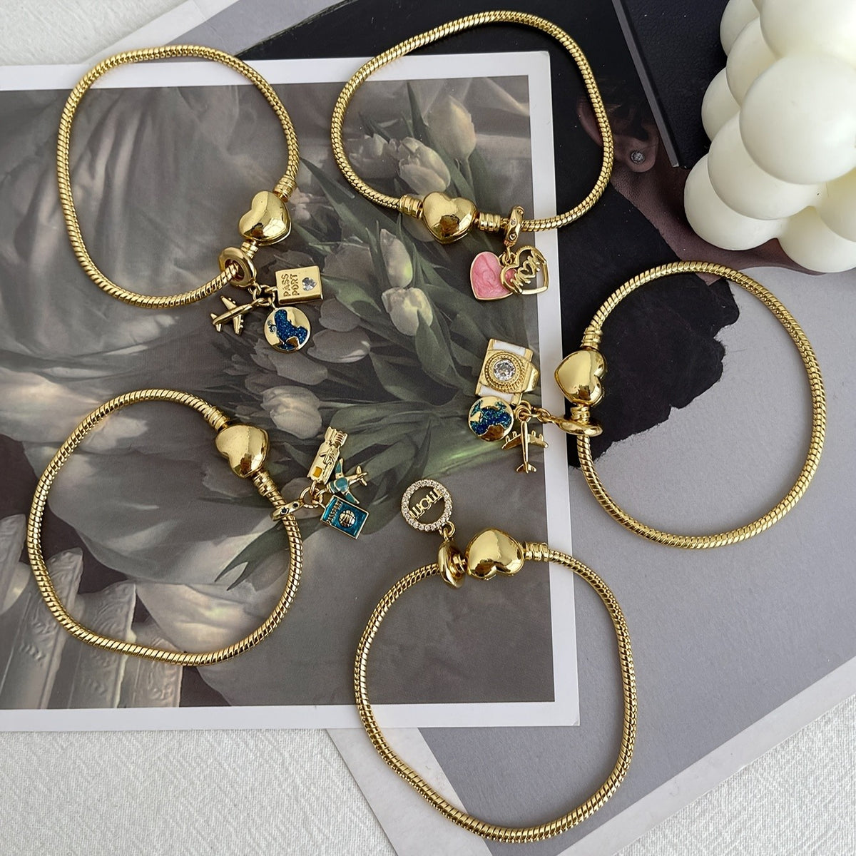 18k Vintage Camera Charm Bracelet