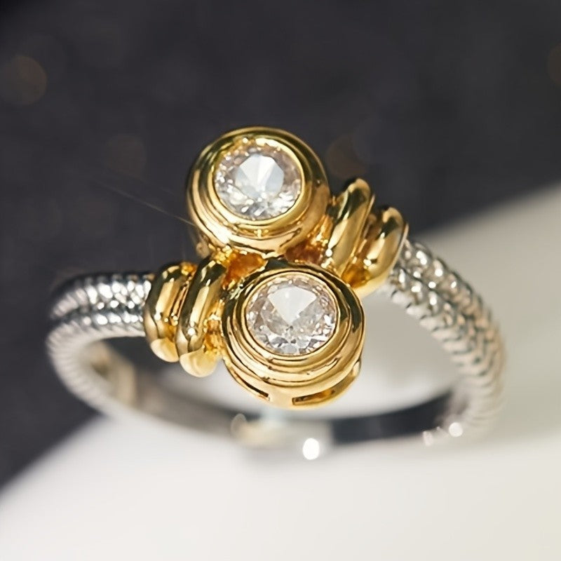 Two-Tone Twisted Zircon Ring