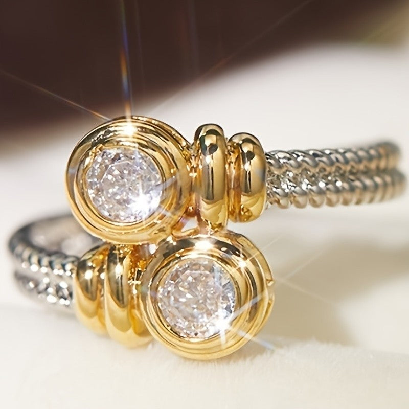 Two-Tone Twisted Zircon Ring