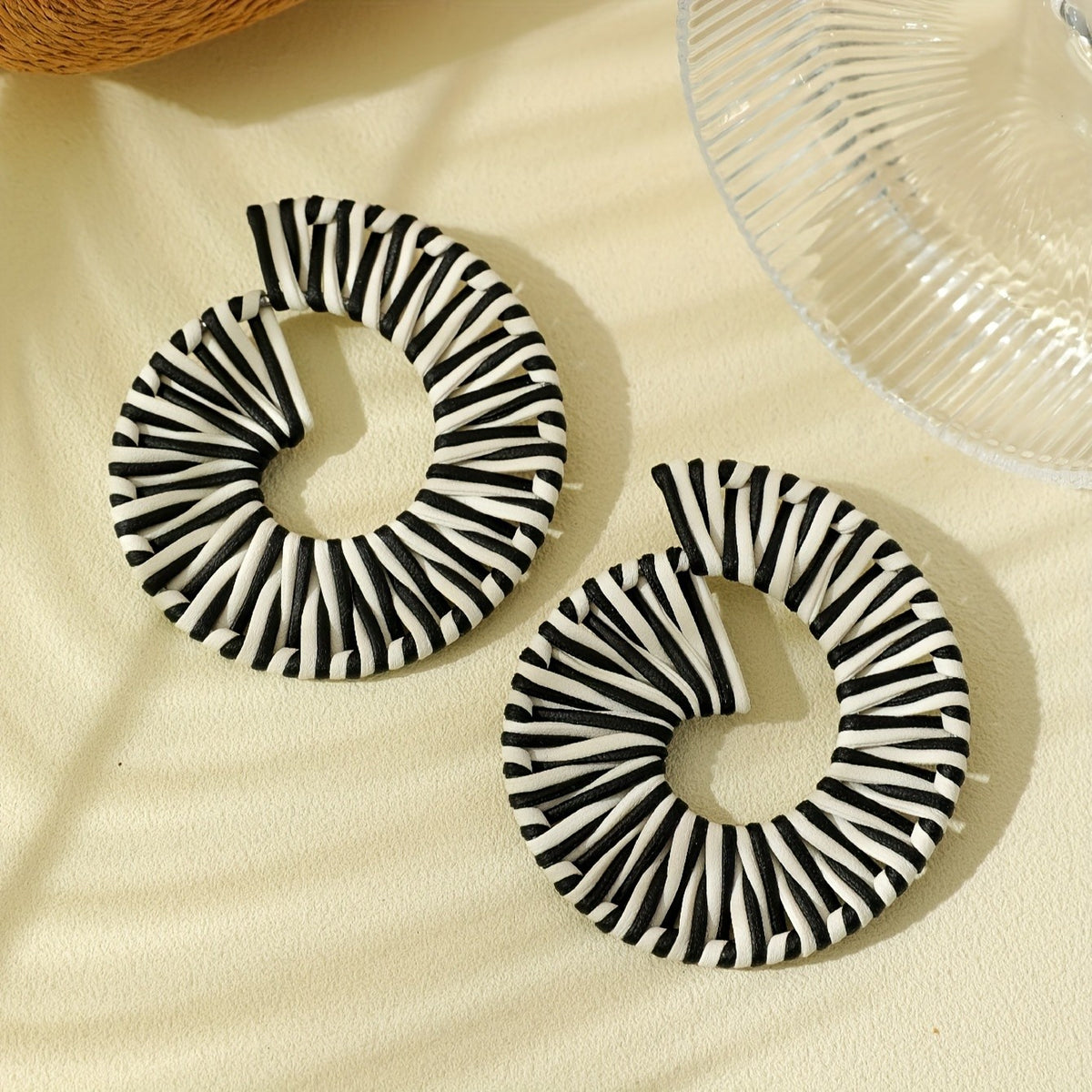 Vintage Striped Spiral Boho Earrings