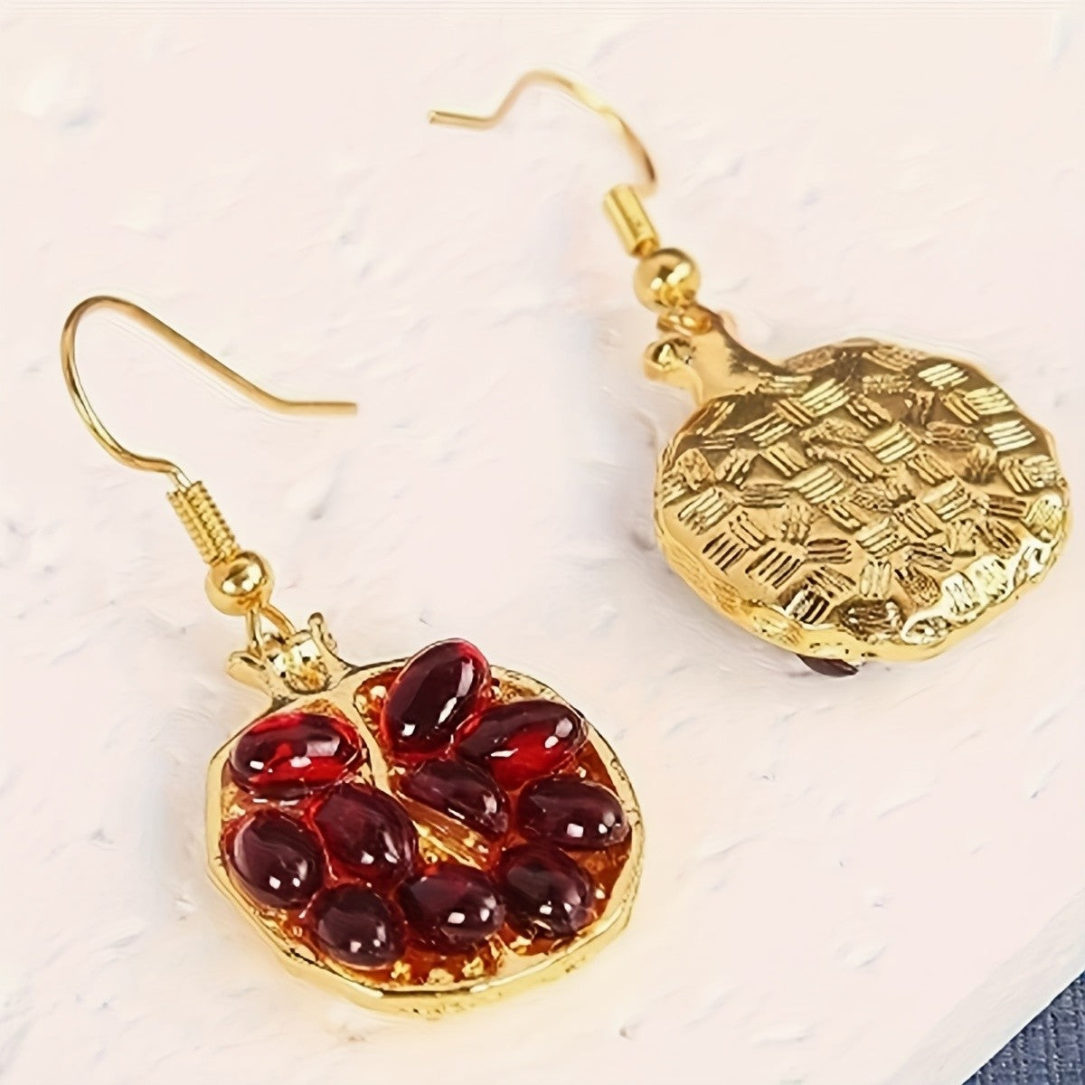 Vintage Pomegranate Red Stone Drop Earrings