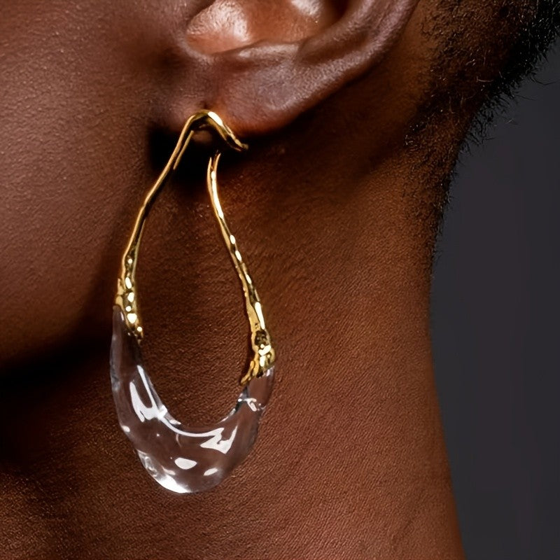Asymmetric 18k Resin Drop Earrings