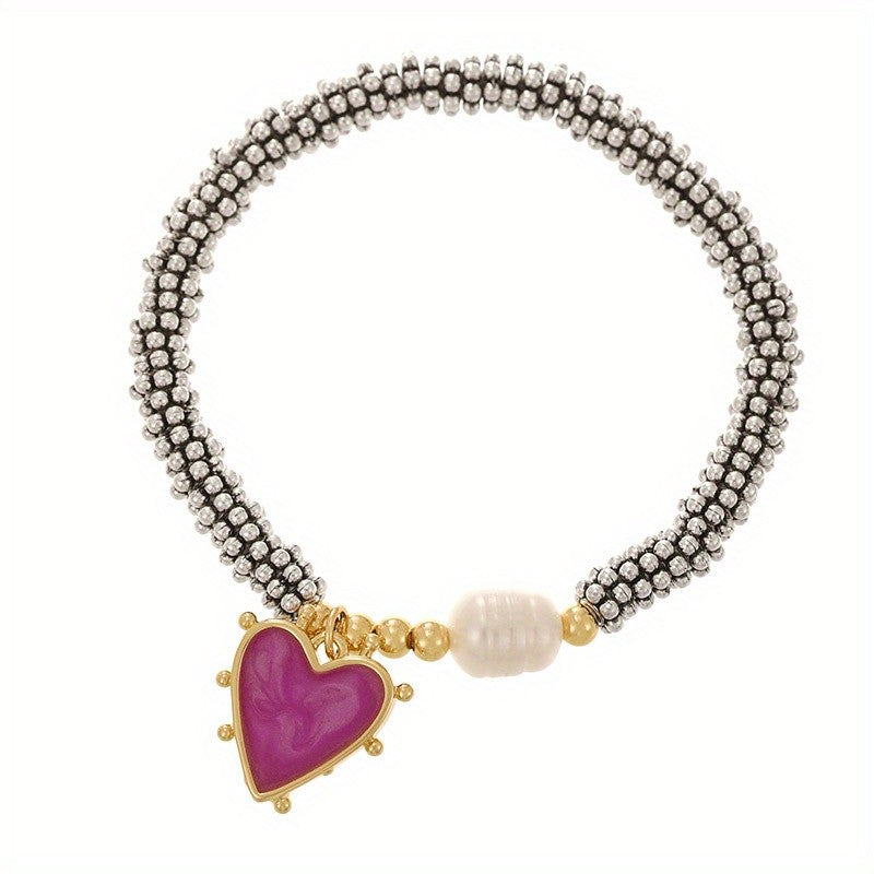 18k Heart Pearl Beaded Bracelet