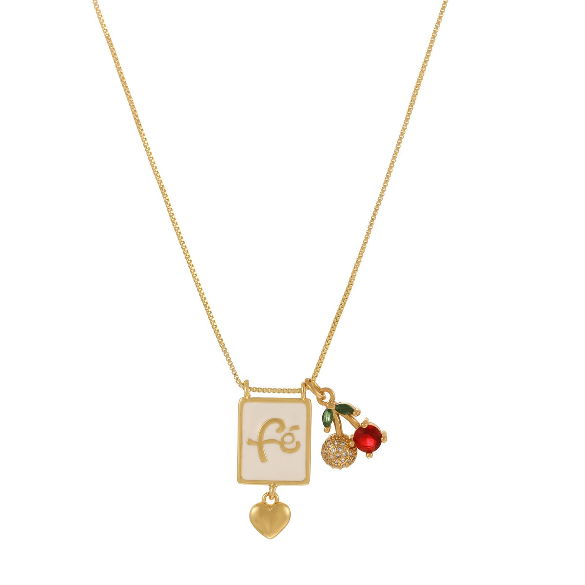 18k Religious Charm Square Pendant Necklace