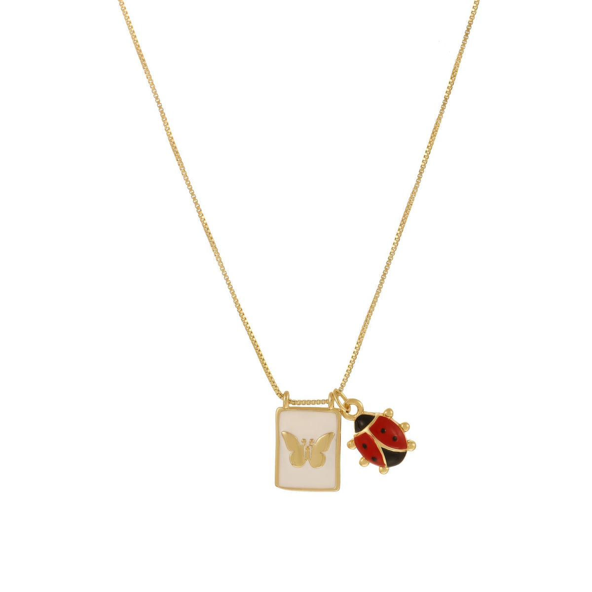18k Religious Charm Square Pendant Necklace