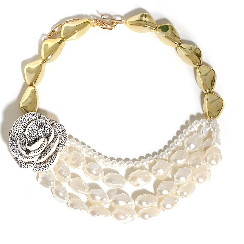 Vintage Floral Faux Pearl Necklace