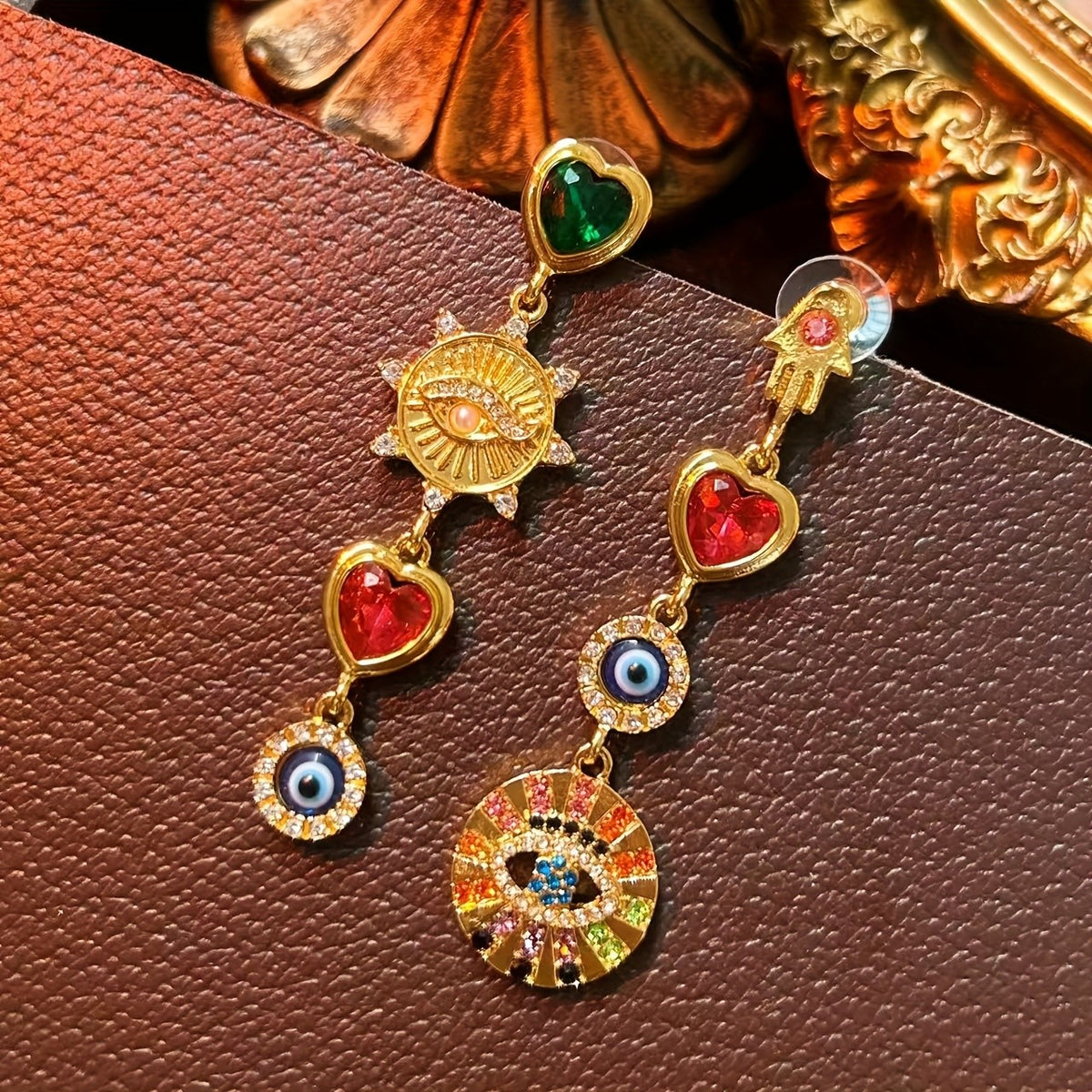 Asymmetrical Charm Drop Earrings