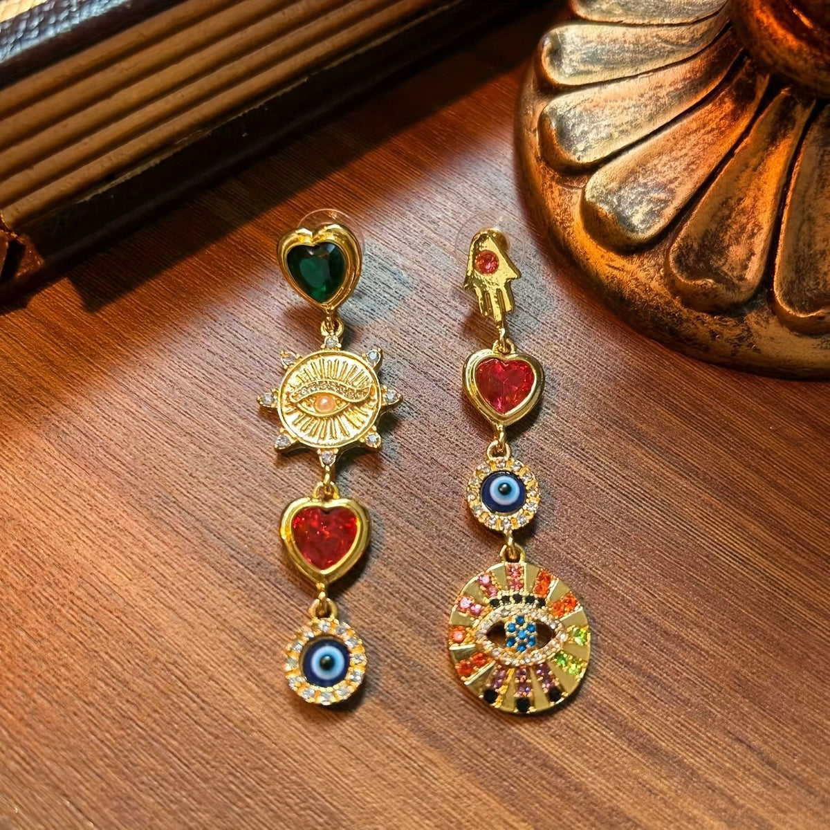 Asymmetrical Charm Drop Earrings