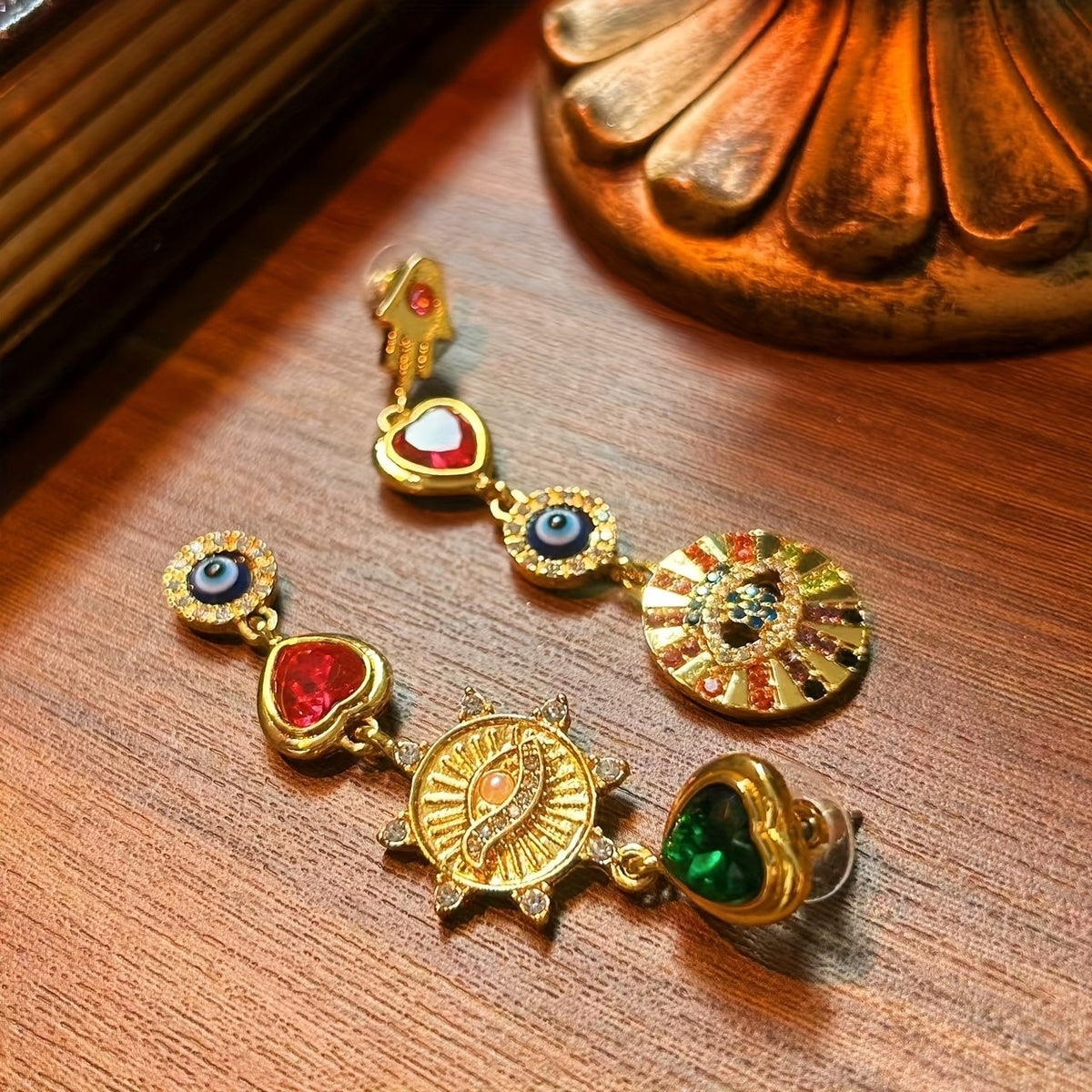Asymmetrical Charm Drop Earrings