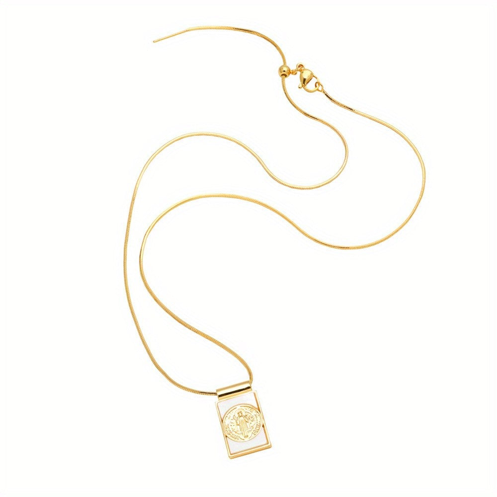 Vintage Square Religious Pendant Necklace