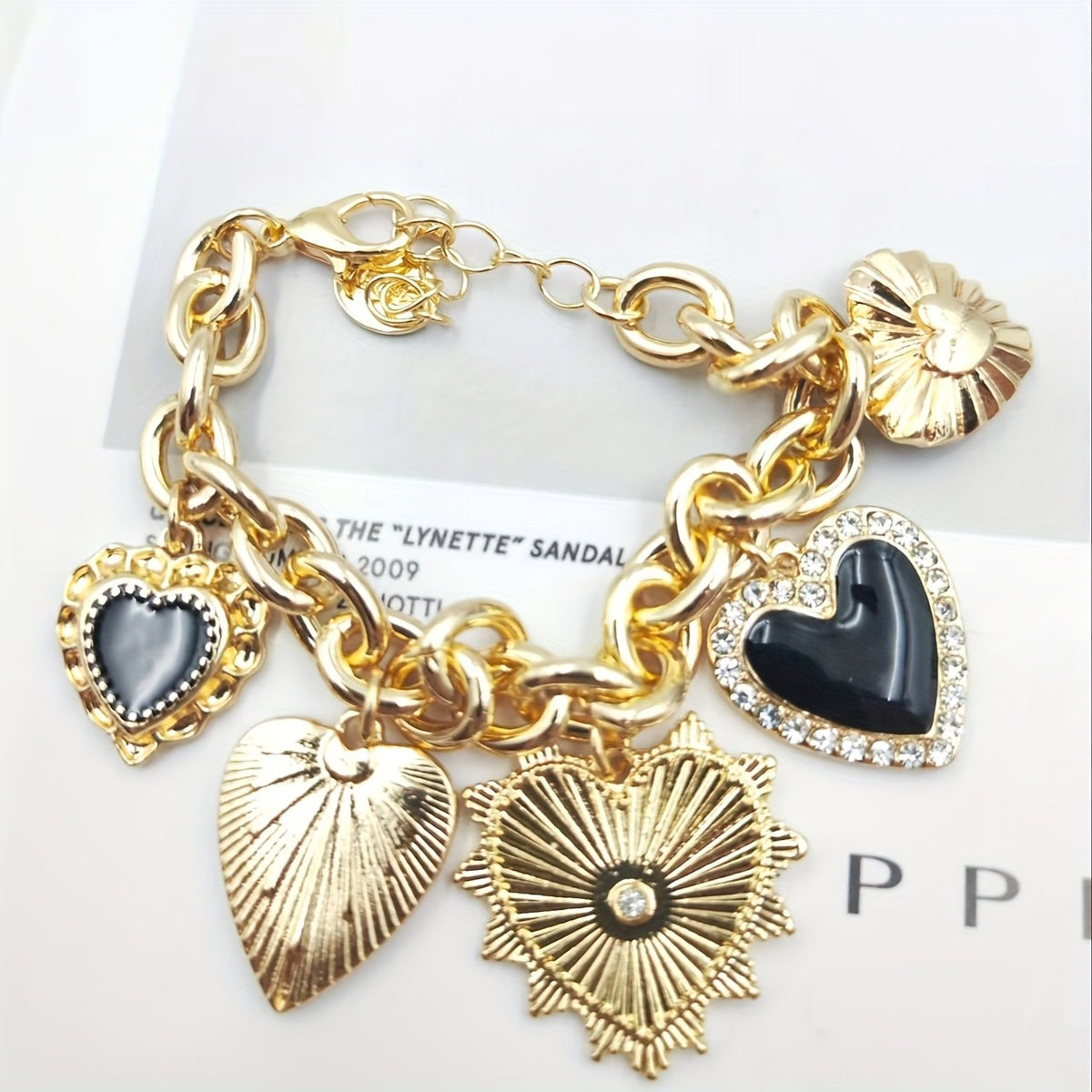 Vintage Multi-Heart Charm Bracelet