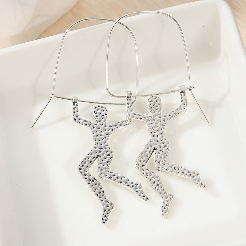 Vintage Silver Figure Drop Earrings