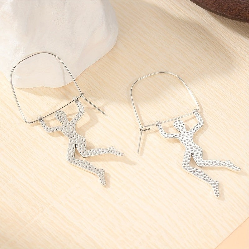 Vintage Silver Figure Drop Earrings