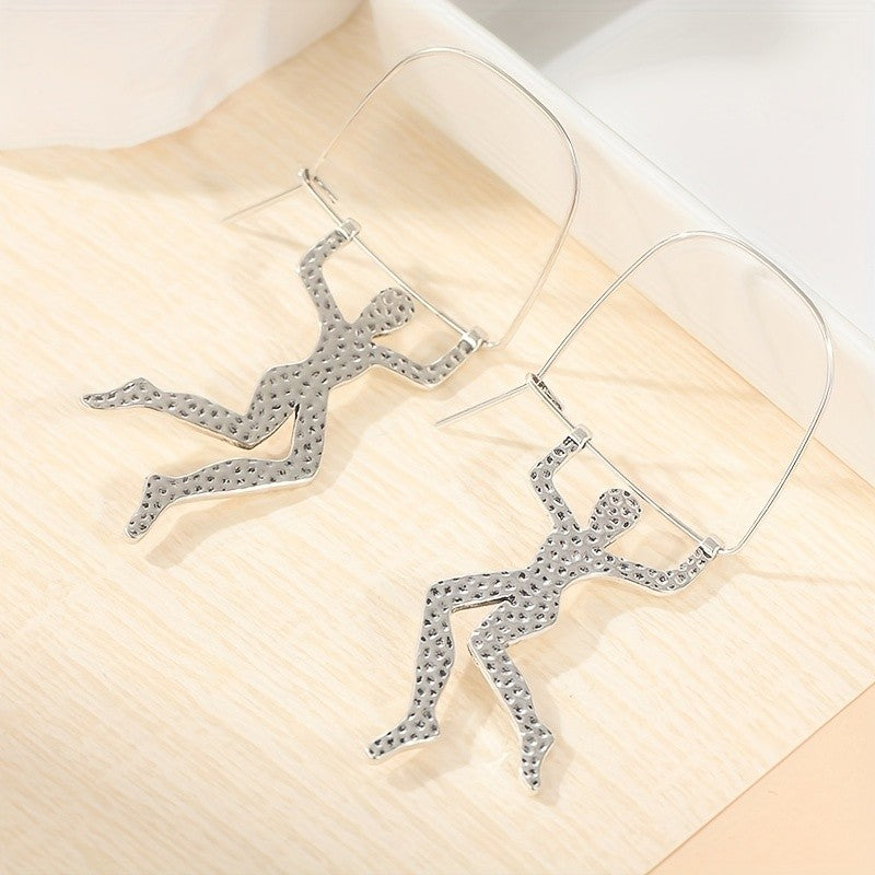 Vintage Silver Figure Drop Earrings