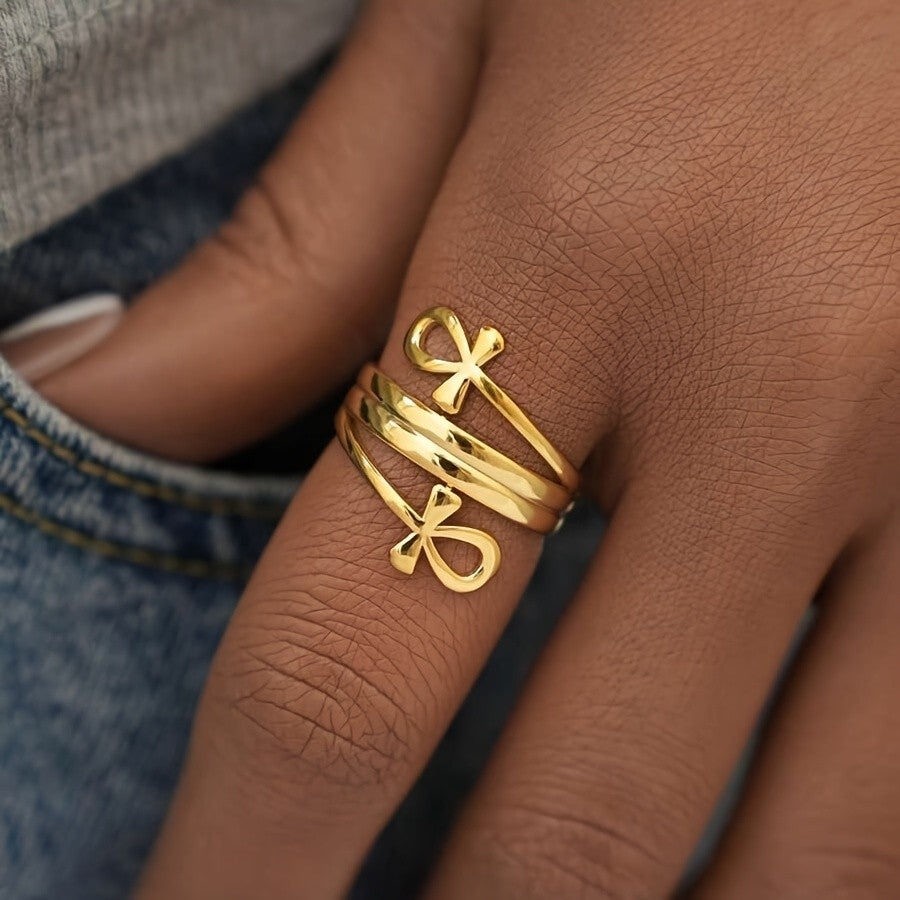 18K Ankh Cross Ring