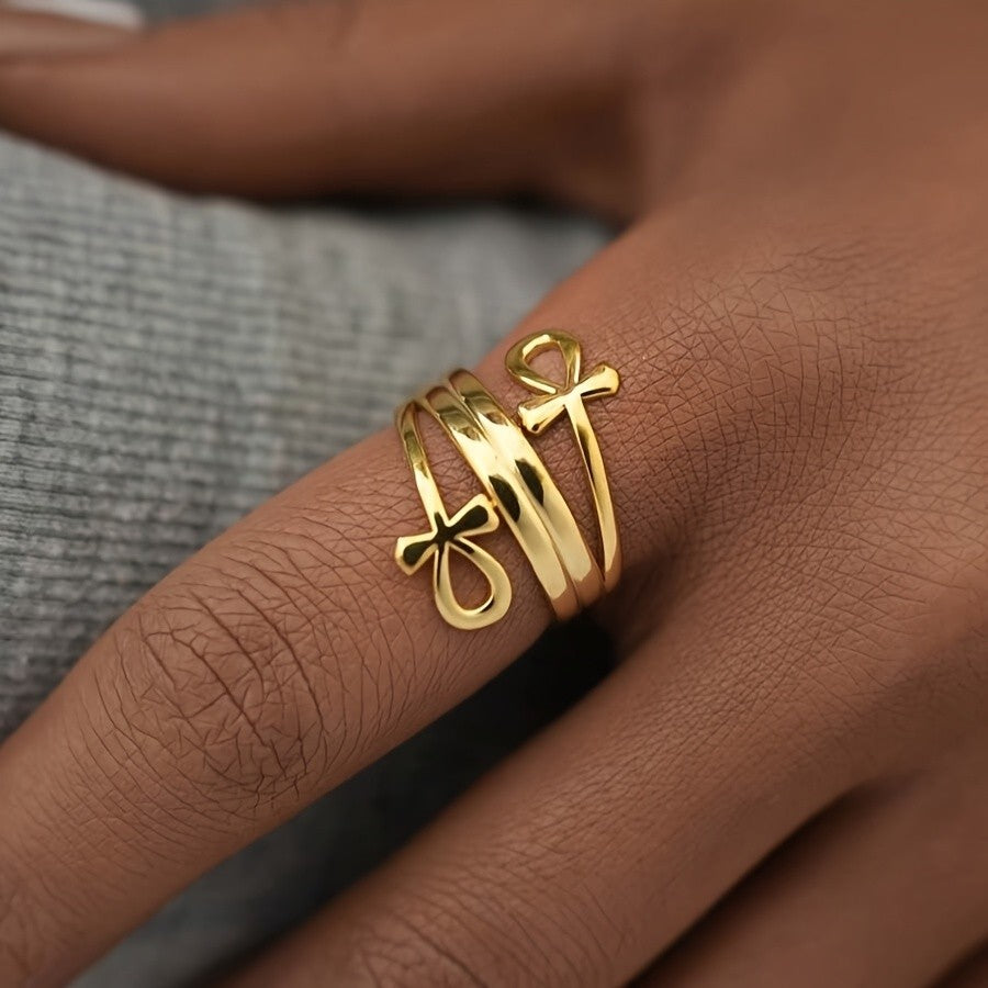 18K Ankh Cross Ring