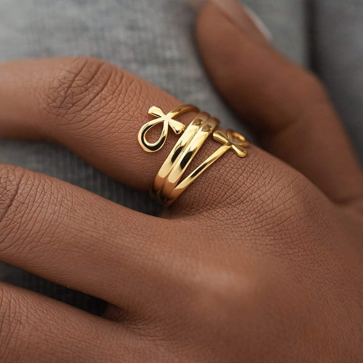 18K Ankh Cross Ring