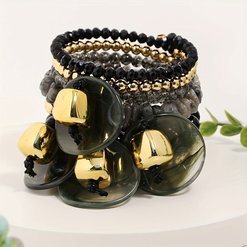 Layered Beaded Disc Bracelet