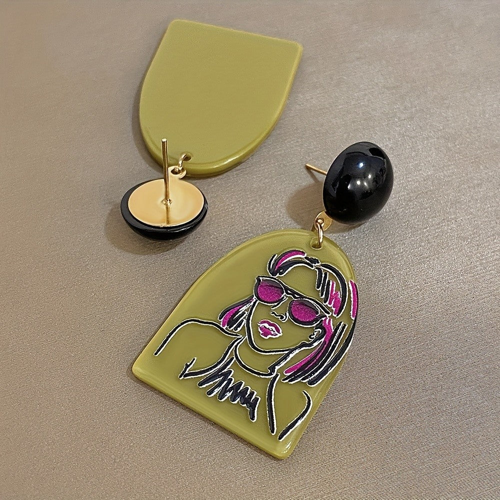 Acrylic Portrait Drop Earrings