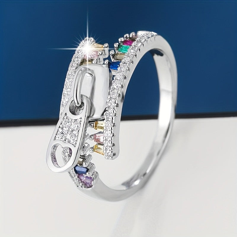 Elegant Zipper Stone Ring