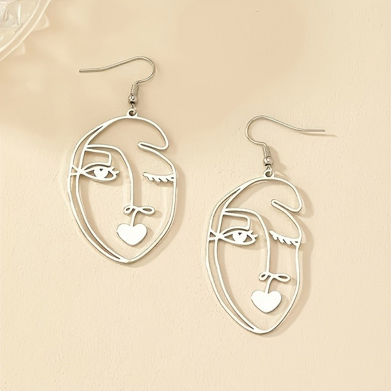 14k Abstract Face Drop Earrings