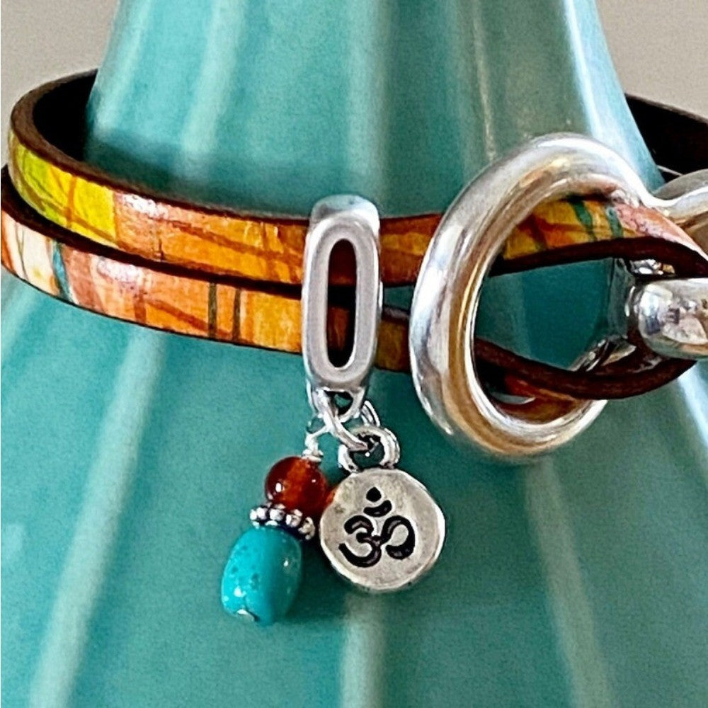 Vintage Buckle Charm Leather Bracelet