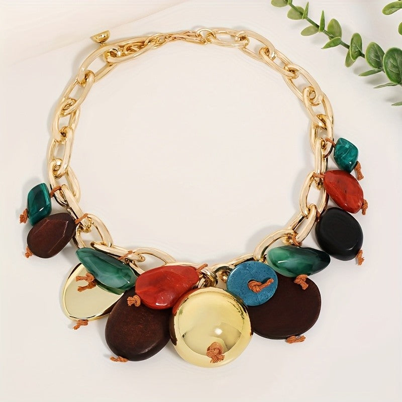 Vintage Multi-Stone Chain Necklace