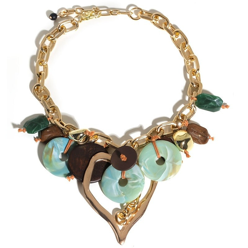 Bohemian Heart Pendant Chain Necklace