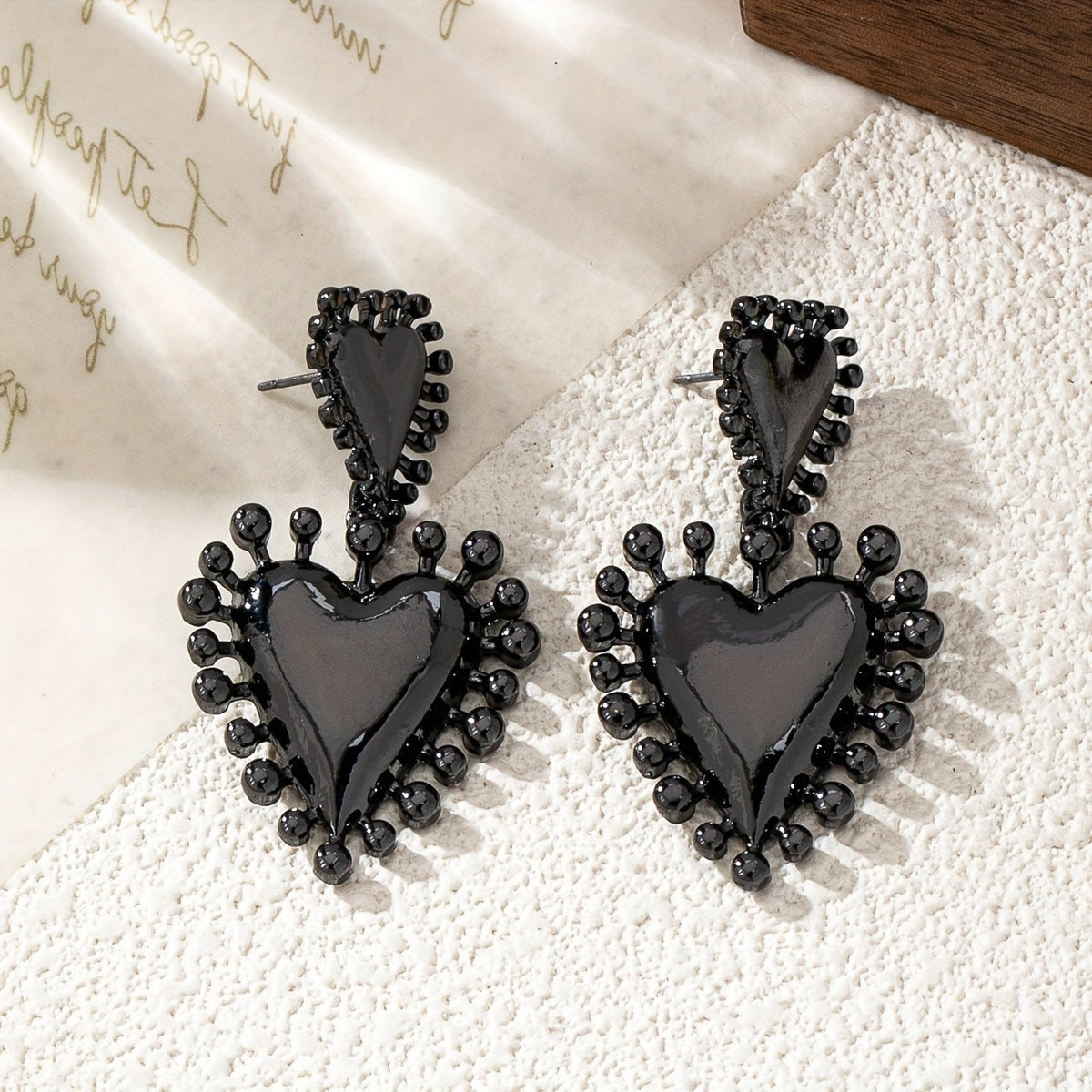 Double Heart Drop Earrings