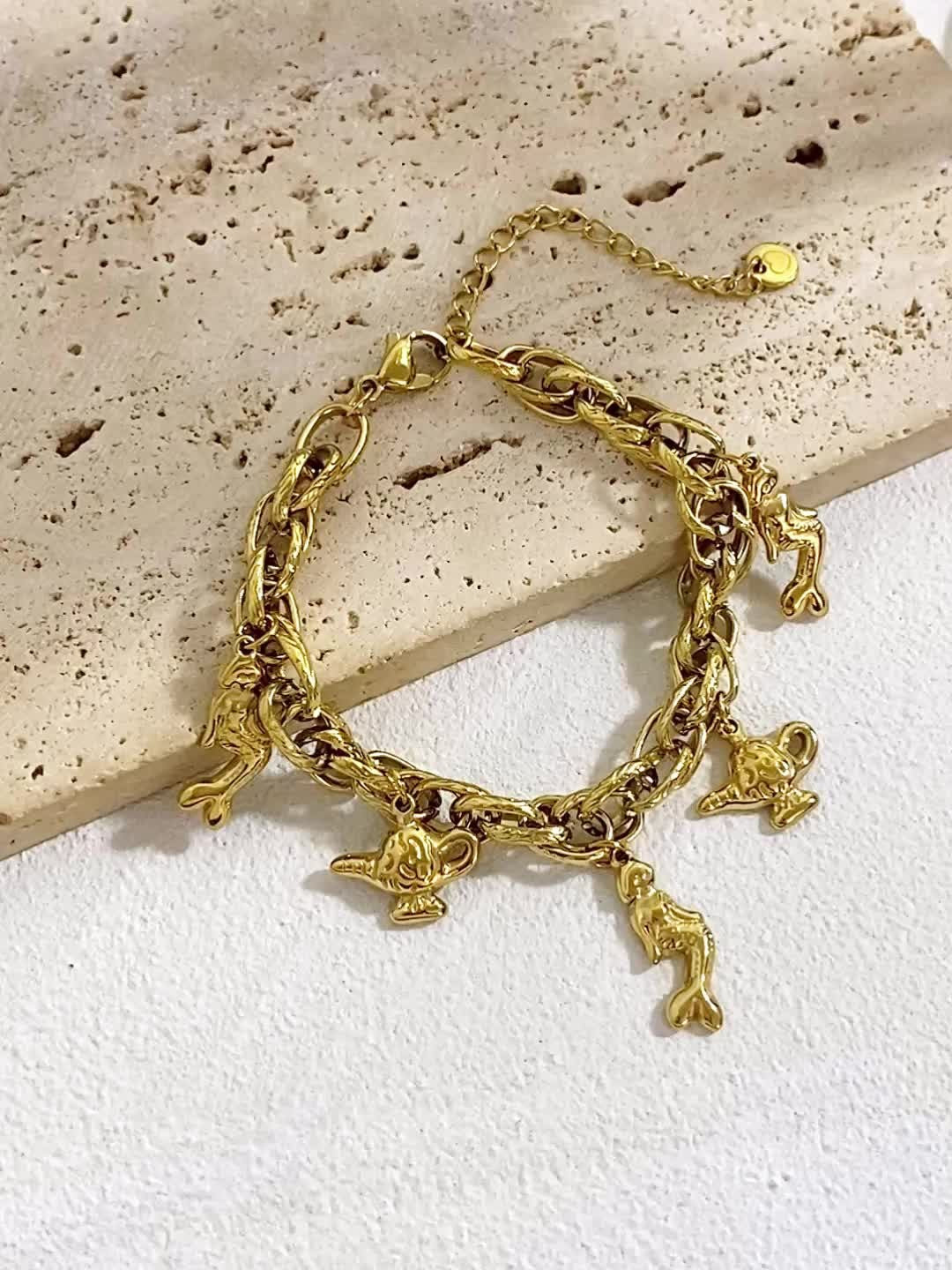 Vintage Mermaid Charm Chain Bracelet