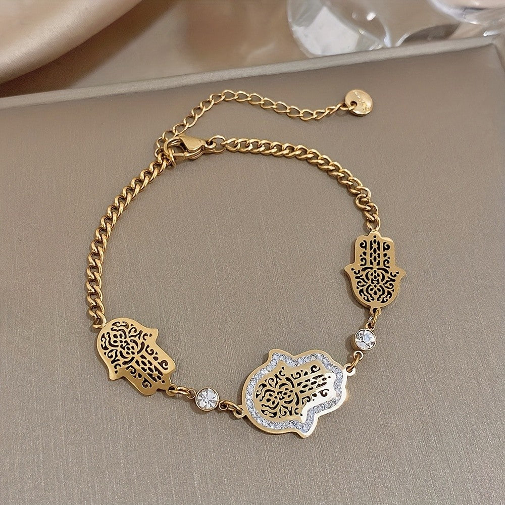 Adjustable Triple Hamsa Charm Bracelet