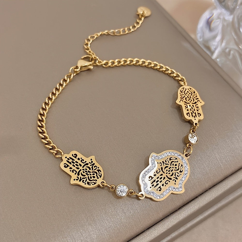 Adjustable Triple Hamsa Charm Bracelet