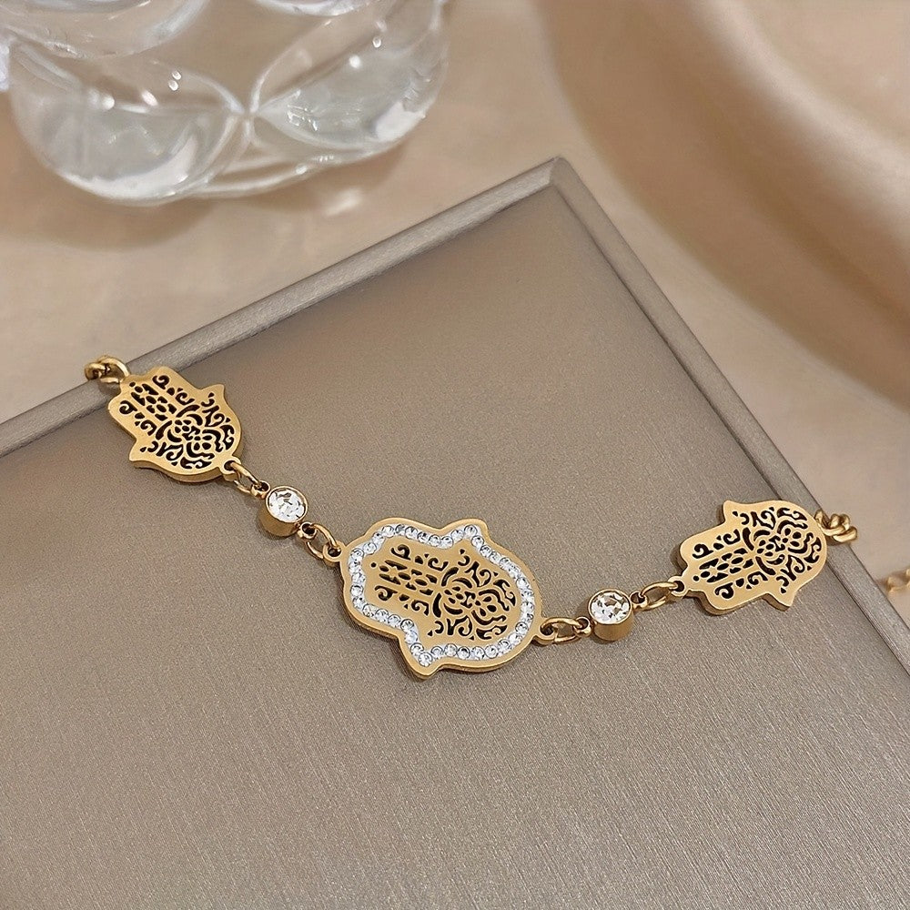 Adjustable Triple Hamsa Charm Bracelet