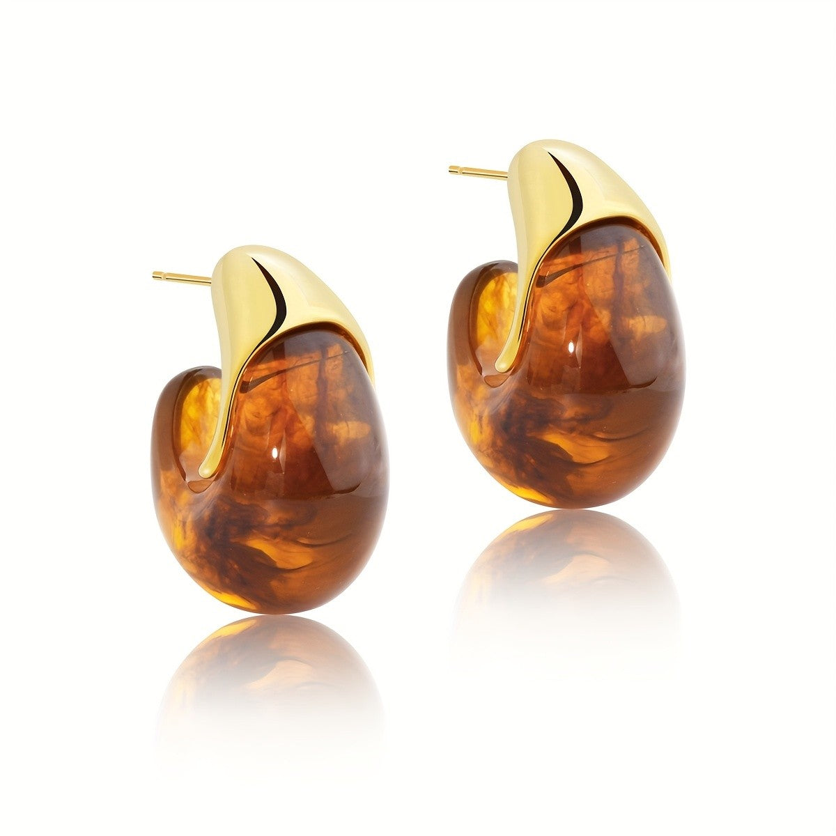 Asymmetric Resin Drop Earrings