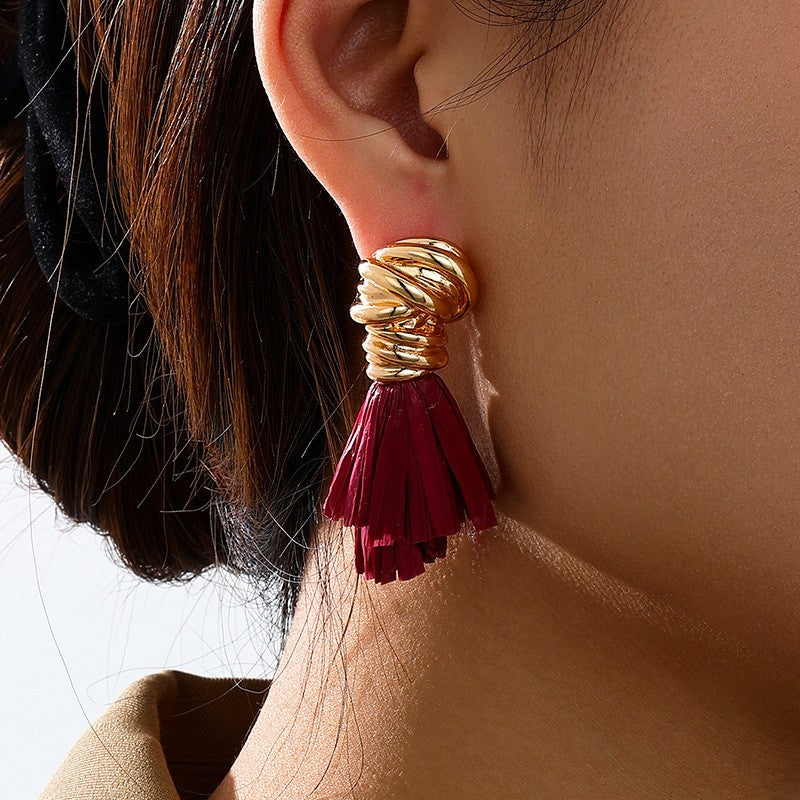 Vintage Gold Knot Tassel Earrings