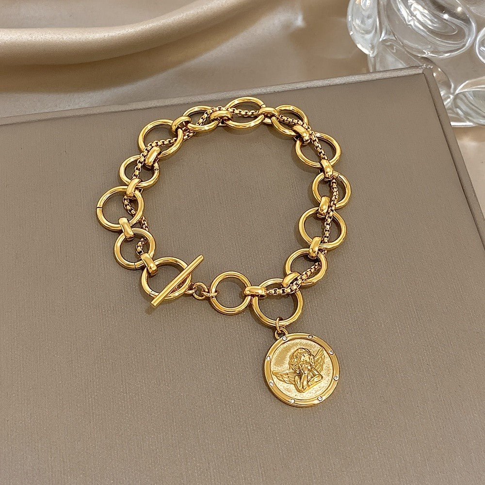 18k Angel Charm Link Bracelet
