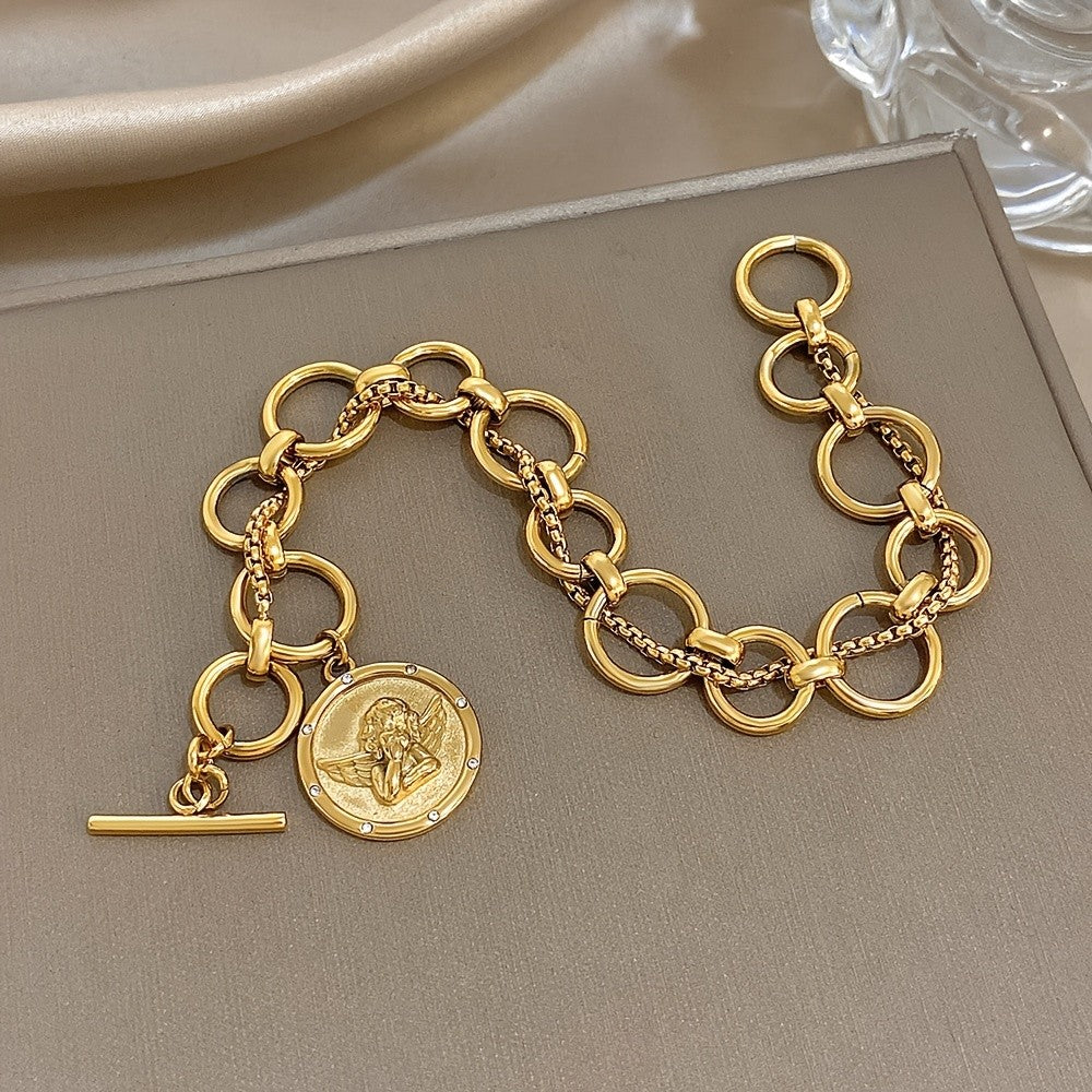 18k Angel Charm Link Bracelet