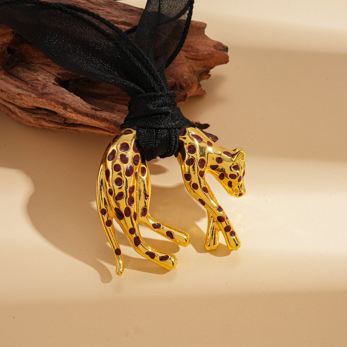Leopard Print Ribbon Choker Necklace