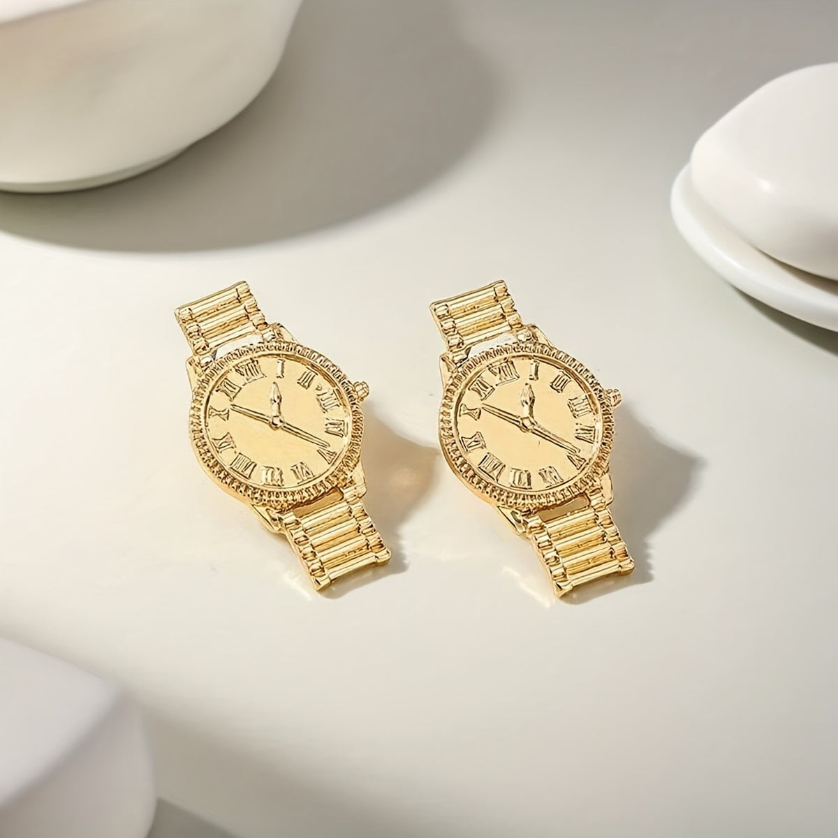 14k Vintage Watch Stud Earrings