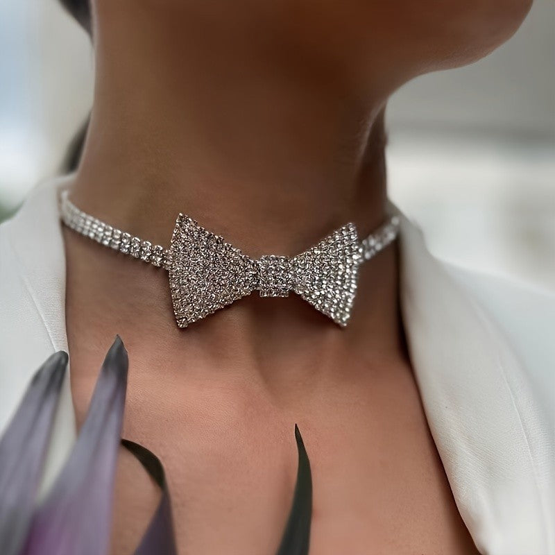 Vintage Bow Stone Choker Necklace