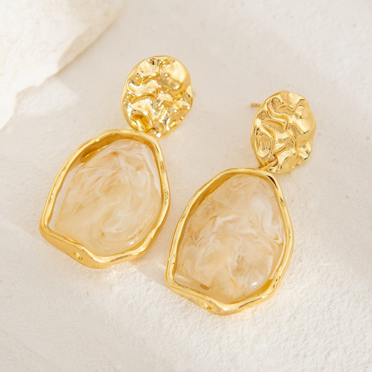 18k Vintage Amber Drop Earrings