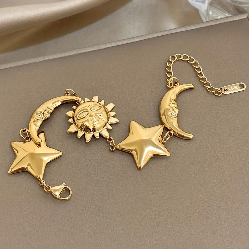 18k Sun Moon Star Charm Bracelet