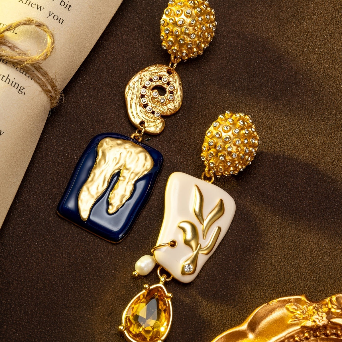 Asymmetric Enamel Drop Earrings