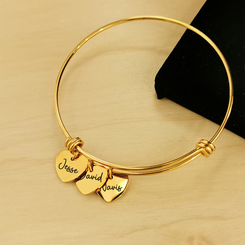 18k Adjustable Triple Heart Bangle