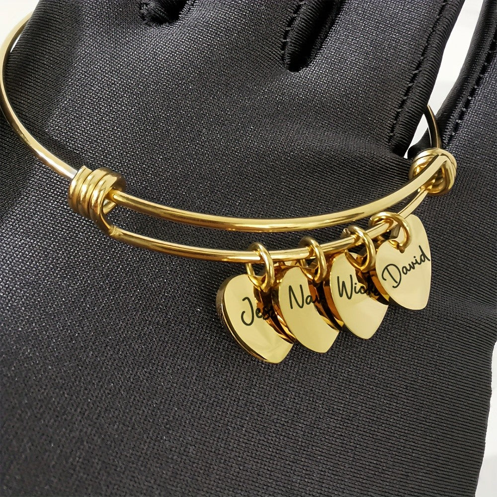 18k Adjustable Triple Heart Bangle