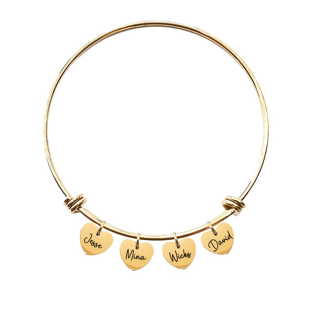 18k Adjustable Triple Heart Bangle