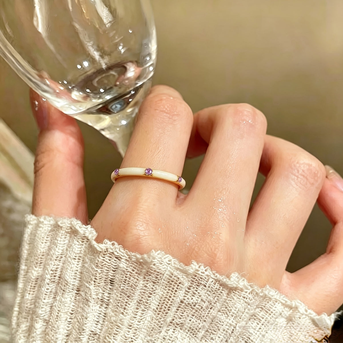 Colorful Inlaid Stone Stackable Ring Set